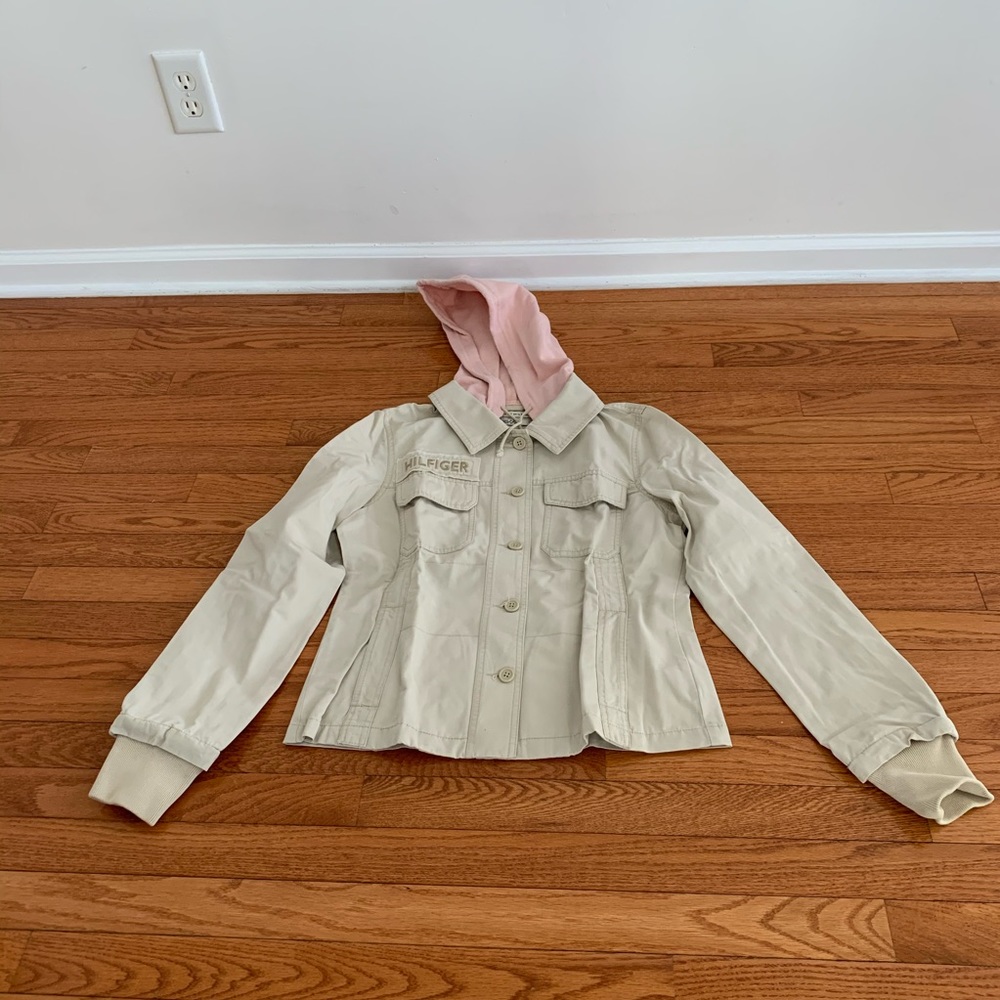 Tommy Hilfiger Cream And Pink Utility Jaket Size:S